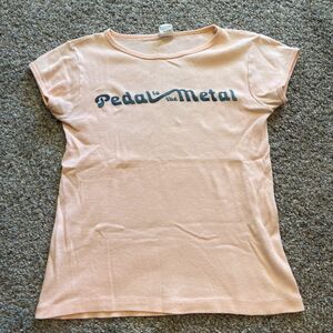 Vtg 70's Women XS Top Light Pink "Pedal to the Metal" Shirt Single Stitch